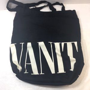 Vanity Fair Black/White Cotton Canvas Shopping Travel Beach Tote Bag